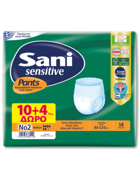 SANI SENSITIVE PANTS MEDIUM No2 (ΠΚ-10+4ΤΕΜ)*4/ L6KB / PAL 36KB