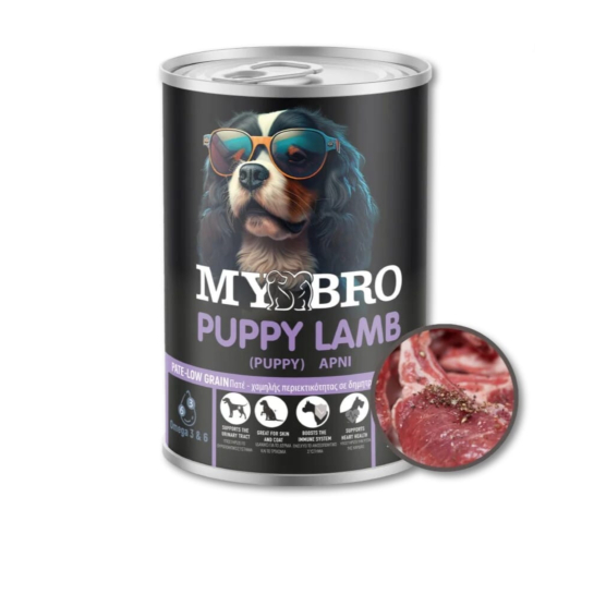MY BRO ΠΑΤΕ ΣΚΥΛΟΥ (PUPPY) ΜΕ ΑΡΝΙ ΚΟΝΣΕΡΒΑ 400gr*12ΤΕΜ/ΚΙΒ